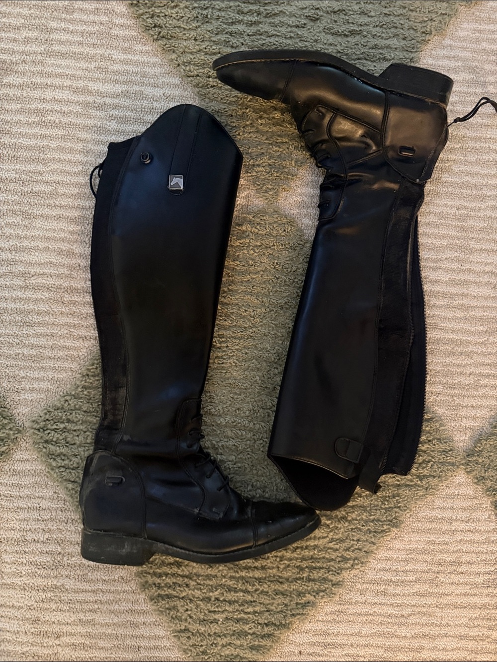 Black Women's Tall Riding Boots - Riding Sport Synthetic Field Boots